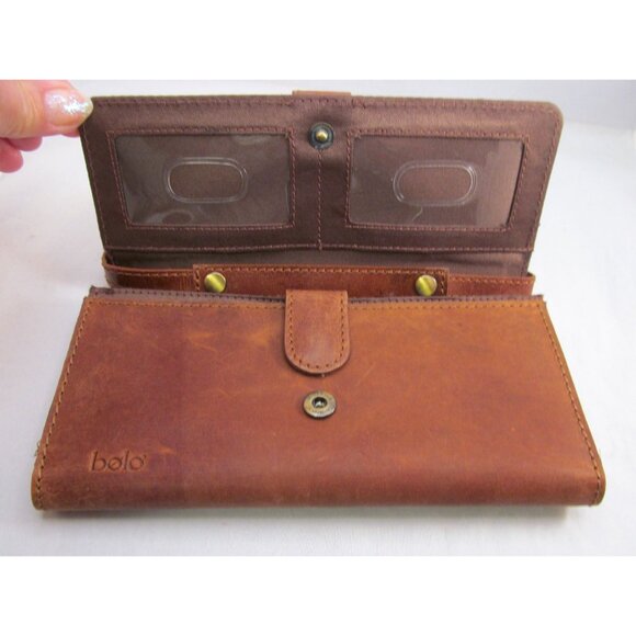Bolo Brown Leather Crossbody Wallet Clutch with Removable Shoulder Strap NWT - Picture 3 of 10